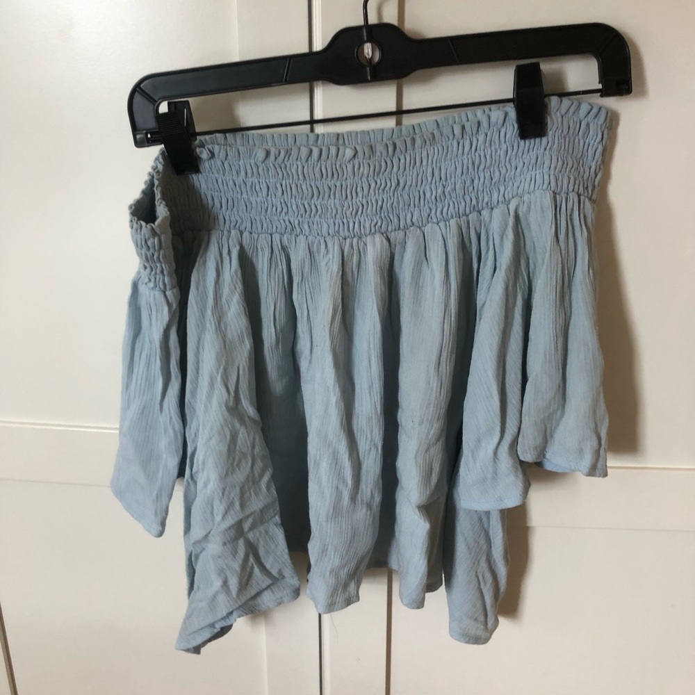 Off the shoulder baby blue top